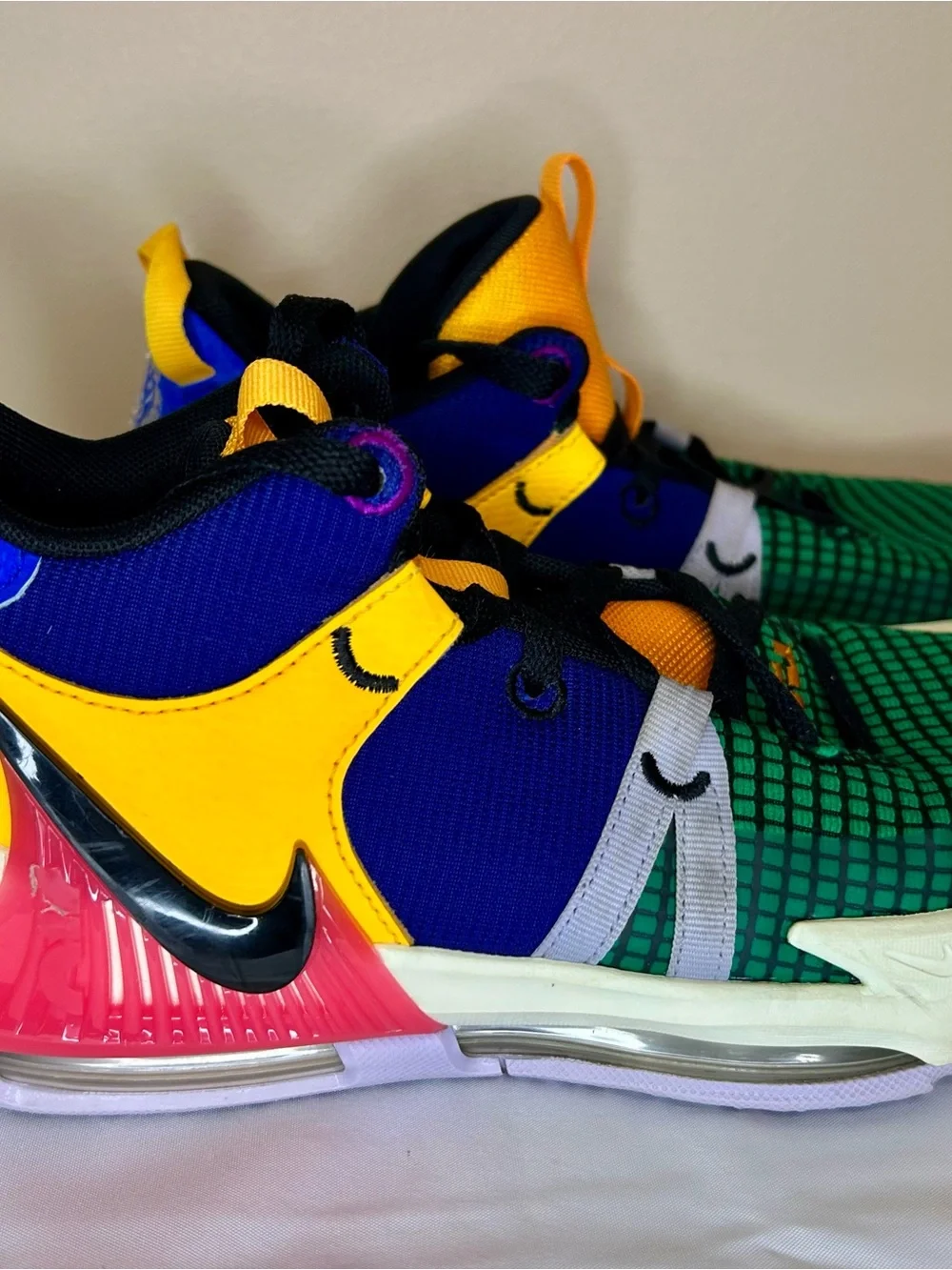 Nike Kids LeBron Multicolor Sneakers - Blue, Yellow, Green, Pink